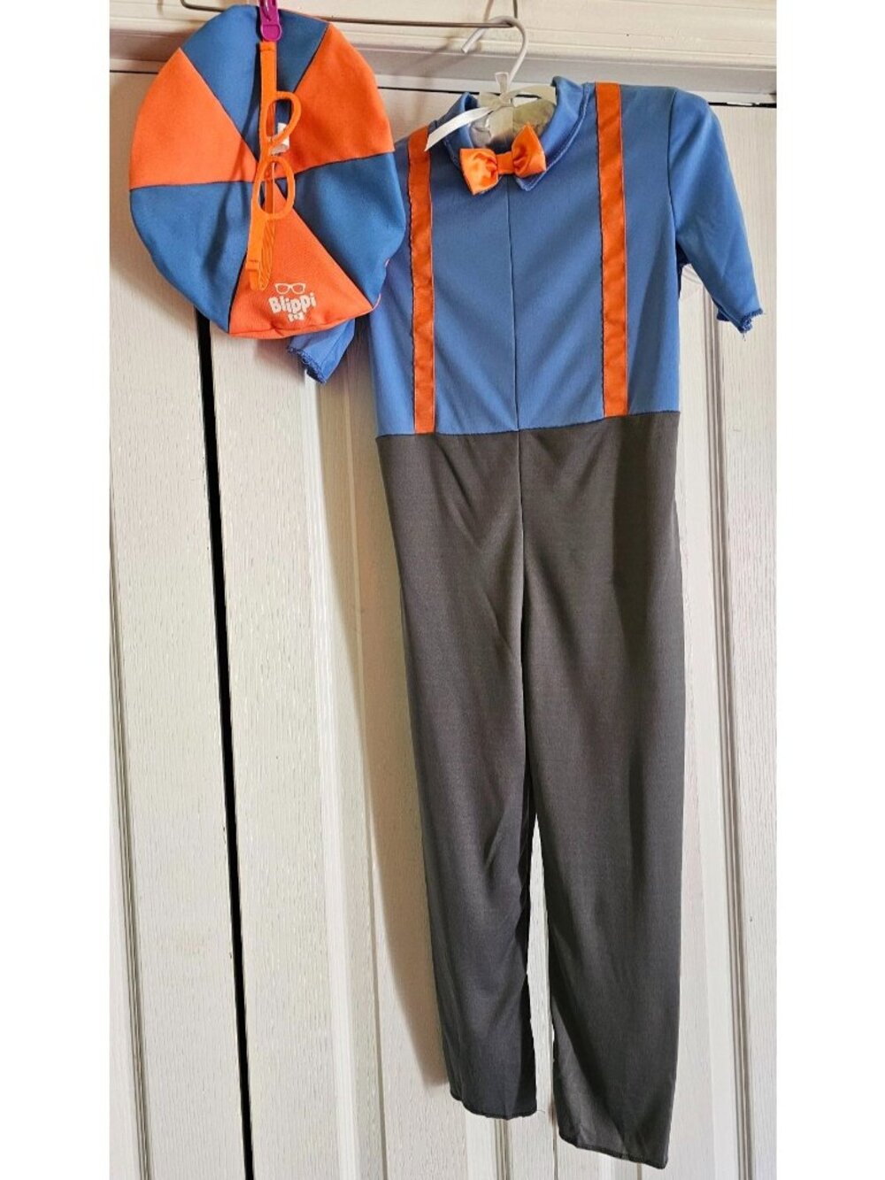 Blippi Toddler Costume 3T-4T Orange Glasses Bowtie Hat Boys Kids Halloween